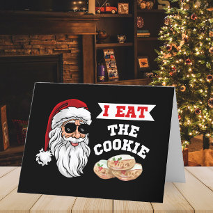 I Eat The Cookie Funny Dirty Joke Santa Christmas Holiday Card