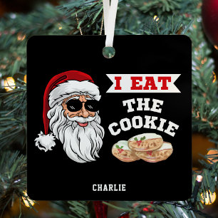 I Eat The Cookie Funny Dirty Joke Santa Christmas Metal Tree Decoration