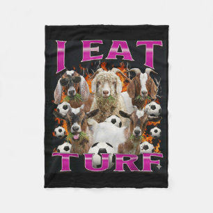 I Eat Turf Funny Goat Bootleg Graphic Style Retro Fleece Blanket