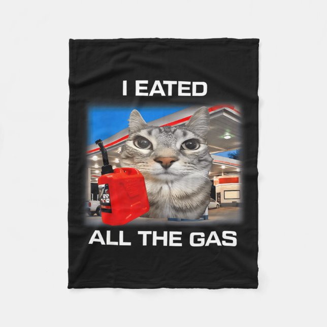 I Eated All The Gas Funny Silly Staring Cat Meme G Fleece Blanket (Front)