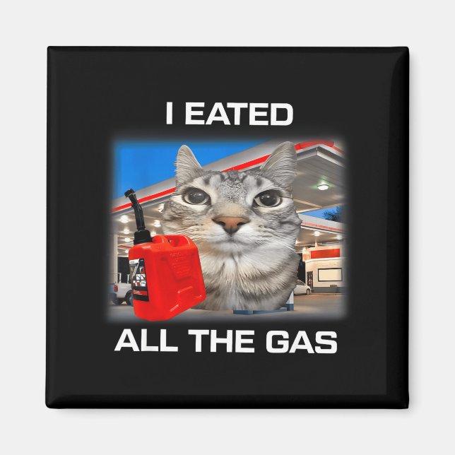 I Eated All The Gas Funny Silly Staring Cat Meme G Magnet (Front)
