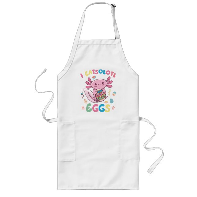 I Eatsolotl Eggs Rabbit Axolotl Bunny Easter Long Apron (Front)