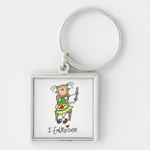 I Embroider Stick Figure Key Ring