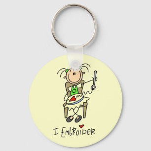I Embroider Stick Figure Key Ring