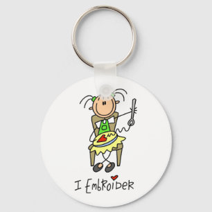 I Embroider Stick Figure Key Ring