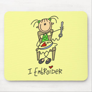 I Embroider Stick Figure Mouse Pad