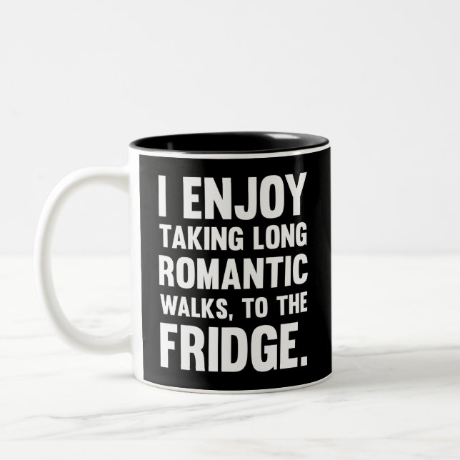 I Enjoy Taking Long Romantic..| Funny saying | Fun Two-Tone Coffee Mug (Left)