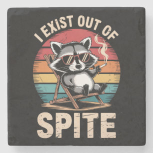 I Exist Out Of Spite Funny Raccoon Vintage Stone Coaster