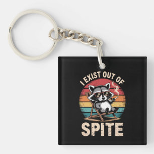 I Exist Out Of Spite Funny Racoon Vintage Key Ring