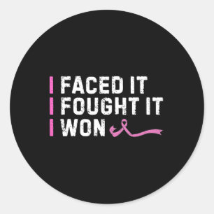 I Faced It I Fought It I Won Vintage Breast Cancer Classic Round Sticker