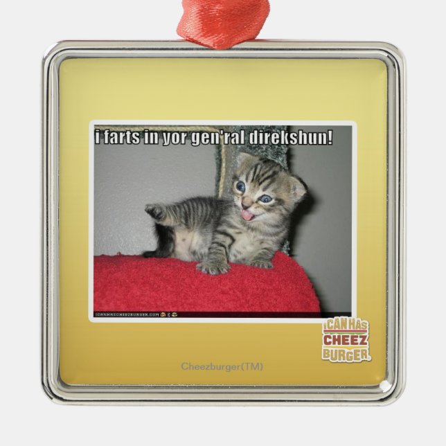 I farts in yor gen'ral direkshun metal ornament (Front)