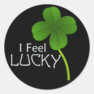 I Feel Lucky Four Leaf Clover Classic Round Sticker