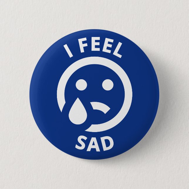 I Feel Sad Blue Crying Emoji Face Emotion 6 Cm Round Badge (Front)