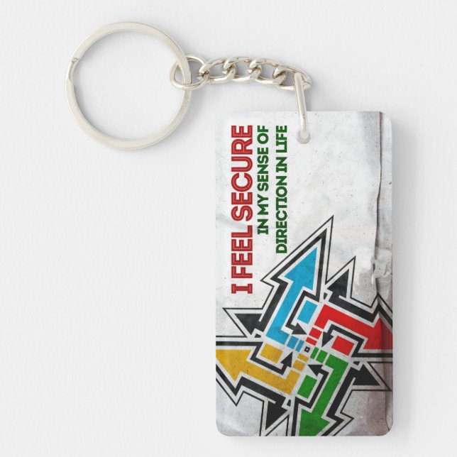 "I feel secure" Motivation Affirmation Key Ring (Front)