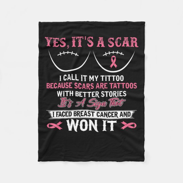 I Fight Breast Cancer N Won Breast Cancer Awarenes Fleece Blanket (Front)