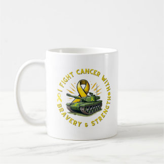 "I FIGHT CANCER WITH BRAVERY & STRENGTH MUG"  COFFEE MUG