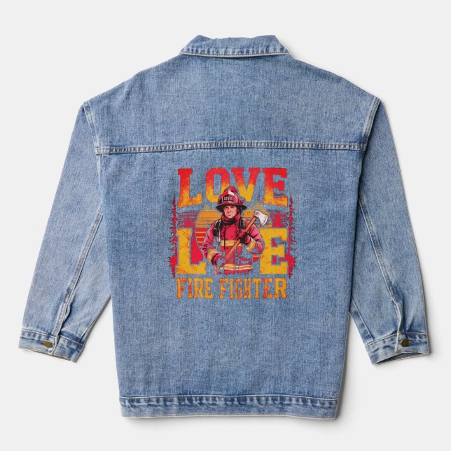 I Fight Fires and Save Lives Denim Jacket (Back)