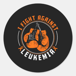 I Fight Leukaemia Awareness Support Boxing Gloves Classic Round Sticker