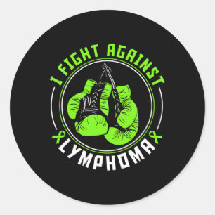 I Fight Lymphoma Awareness Support Boxing Gloves  Classic Round Sticker