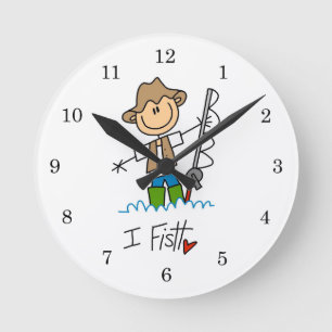 I Fish Round Clock