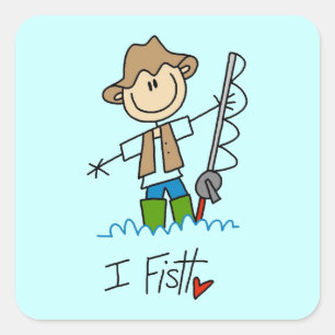 I Fish Square Sticker