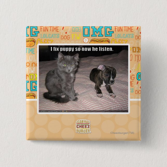 I fix puppy 15 cm square badge (Front)