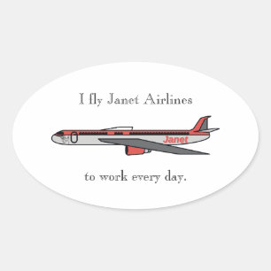 I fly Janet Airlines Oval Sticker