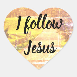 I Follow Jesus Christian Heart Stickers