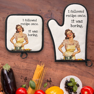 I Followed the Recipe once Retro Housewife Oven Mitt & Pot Holder Set