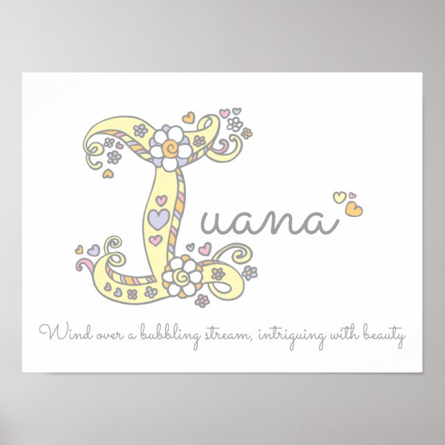 I for Iuana initial doodle art name meaning Poster (Front)