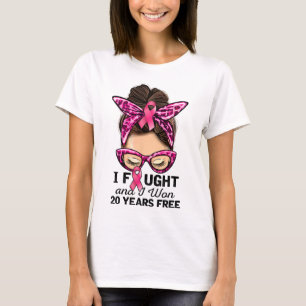 I Fought And I Won 20 Years Free Messy Bun Breast T-Shirt