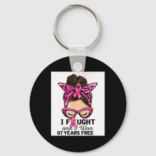 I Fought And I Won 7 Years Free Messy Bun Breast C Key Ring