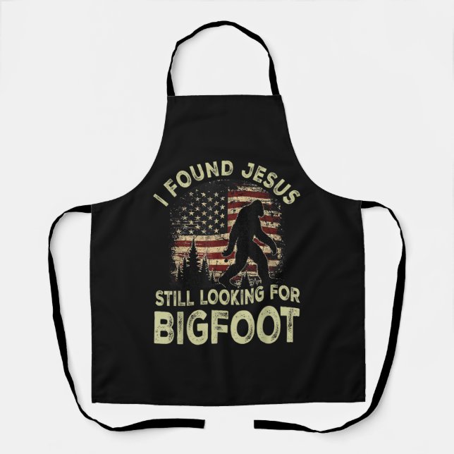 I Found Jesus Still Looking Bigfoot Funny Summer C Apron (Front)