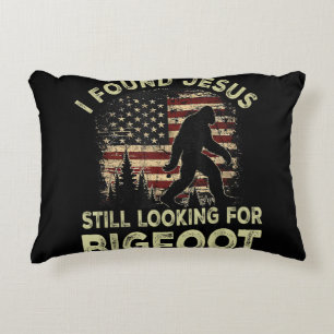 I Found Jesus Still Looking Bigfoot Funny Summer C Decorative Cushion