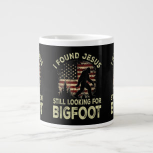 I Found Jesus Still Looking Bigfoot Funny Summer C Large Coffee Mug