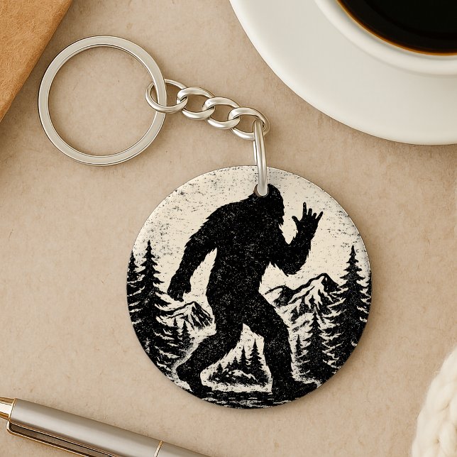 I Found Jesus Still Looking for Bigfoot Sasquatch Key Ring (Front and Back with the same images)