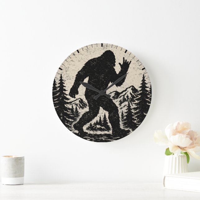 I Found Jesus Still Looking for Bigfoot Sasquatch Large Clock (Home)