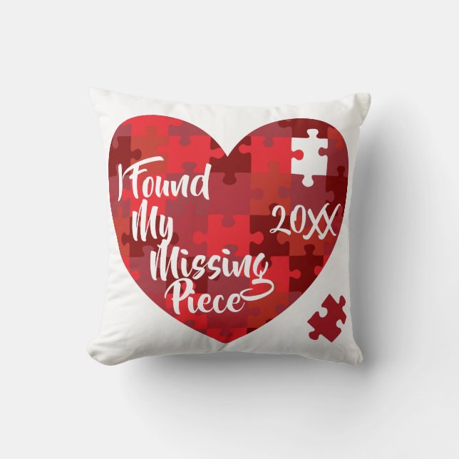 I Found My Missing Piece - Puzzle Heart Cushion (Front)