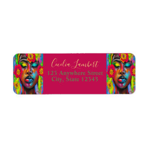 I Found My Peace Abstract Black Woman Portrait Return Address Label