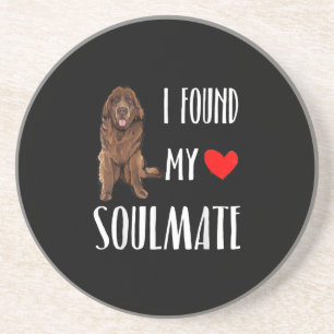 I found my soulmate newfie dog best friend gift coaster