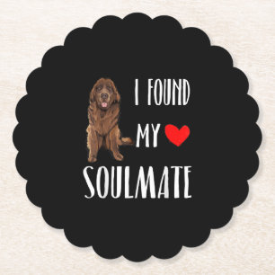 I found my soulmate newfie dog best friend gift paper coaster