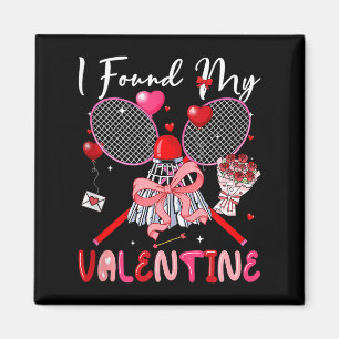 I Found My Valentine Badminton Equipment Bow Tie C Magnet