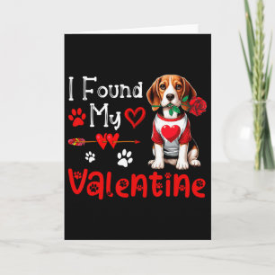 I Found My Valentine Beagle With Flower Cute Heart Card