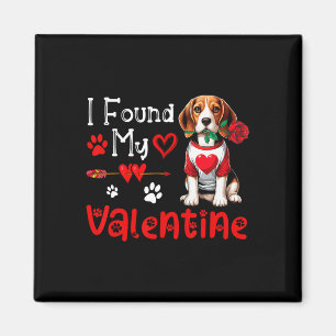 I Found My Valentine Beagle With Flower Cute Heart Magnet