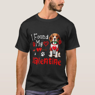 I Found My Valentine Beagle With Flower Cute Heart T-Shirt