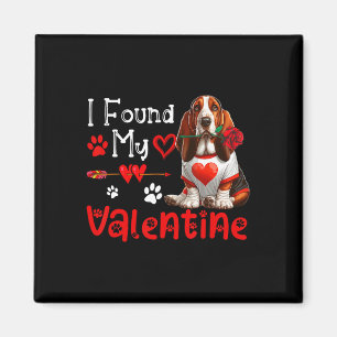 I Found My Valentine Bet Hound With Flower Cute He Magnet