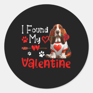 I Found My Valentine Bybet Hound With Flower Cute  Classic Round Sticker