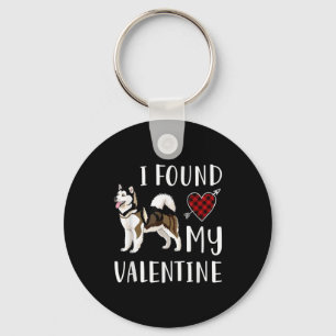 I Found My Valentine Day Husky Lover Gift Key Ring