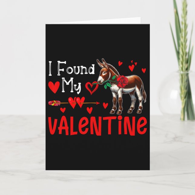 I Found My Valentine Donkey With Flower Farmer Cut Card (Front)