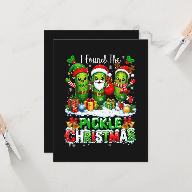 I Found The Pickle Xmas Three Santa  Invitation (Front/Back In Situ)